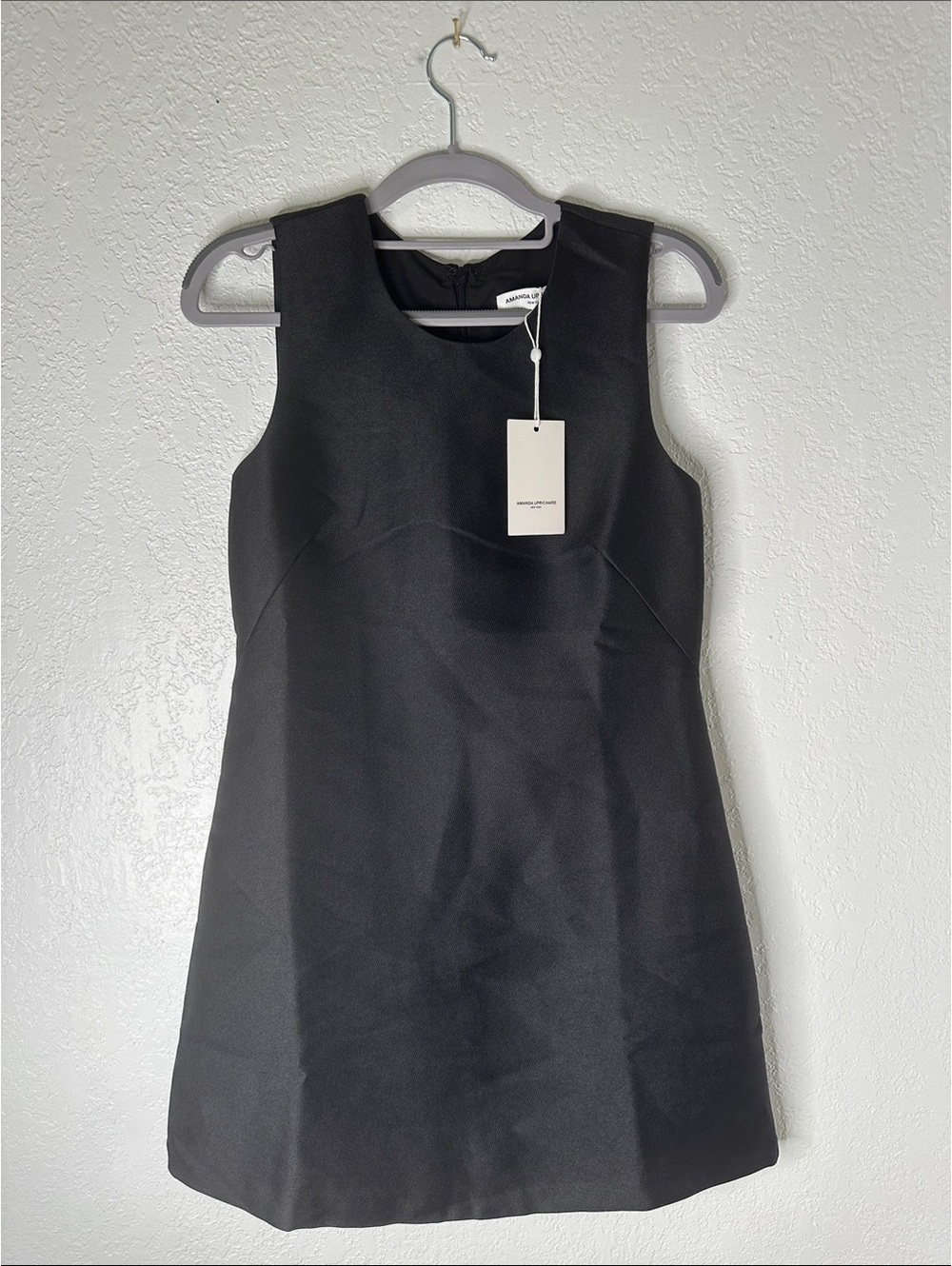 NWT Amanda Uprichard Benedict Mini Taffeta Dress Solid Black A-Line XS X-Small